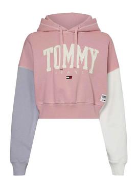 Sudadera Tommy Jeans Collegiate Rosa Block Mujer