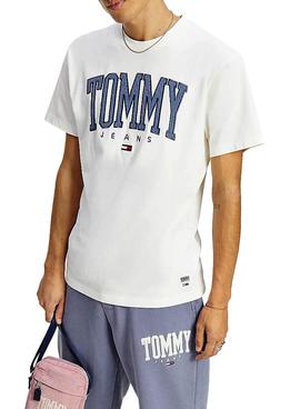 Camiseta Tommy Jeans Collegiate Blanca Para Hombre