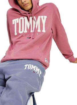 Sudadera Tommy Jeans Collegiate Rosa Capucha