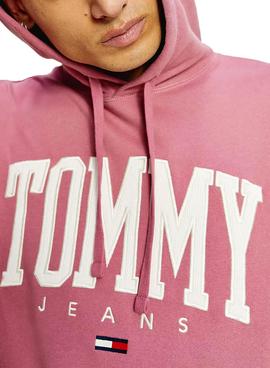 Sudadera Tommy Jeans Collegiate Rosa Capucha