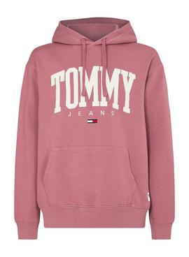 Sudadera Tommy Jeans Collegiate Rosa Capucha