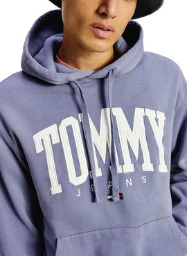 Sudadera Tommy Jeans Collegiate Azul Capucha 