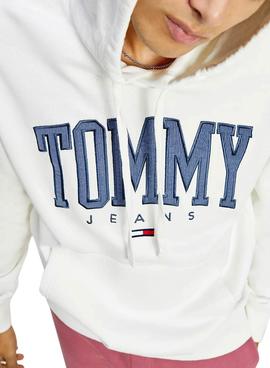 Sudadera Tommy Jeans Collegiate Blanco Capucha