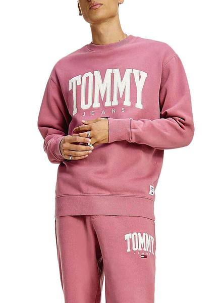 Sudadera Tommy Jeans Collegiate Rosa Para Hombre