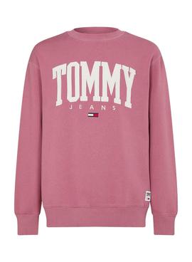 Sudadera Tommy Jeans Collegiate Rosa Para Hombre