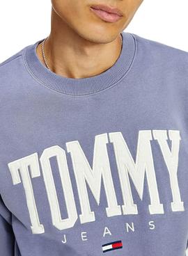 Sudadera Tommy Jeans Collegiate Azul Para Hombre