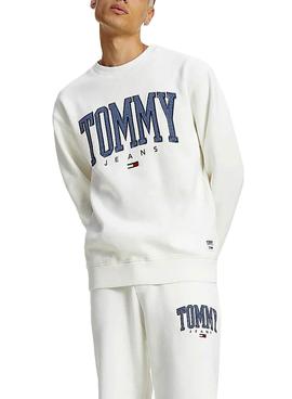 Sudadera Tommy Jeans Collegiate Blanca Hombre