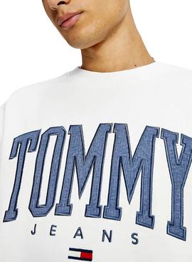 Sudadera Tommy Jeans Collegiate Blanca Hombre