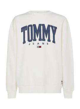 Sudadera Tommy Jeans Collegiate Blanca Hombre