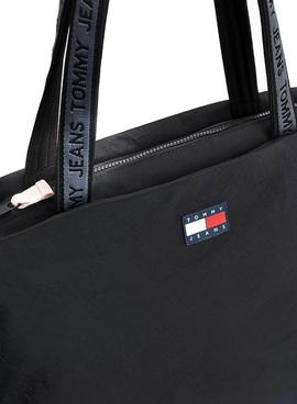 Bolso Tommy Jeans Nylon Tote Negro Para Mujer