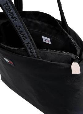 Bolso Tommy Jeans Nylon Tote Negro Para Mujer