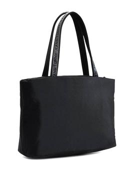 Bolso Tommy Jeans Nylon Tote Negro Para Mujer