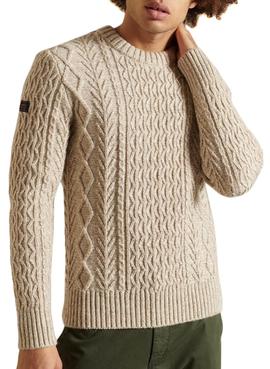 Jersey Superdry Jacob Cable Beige Para Hombre