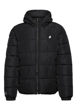 Chaqueta Superdry Hooded Puffer Negro Para Hombre