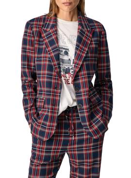 Americana Pepe Jeans Rosen Tartan Rojo para Mujer