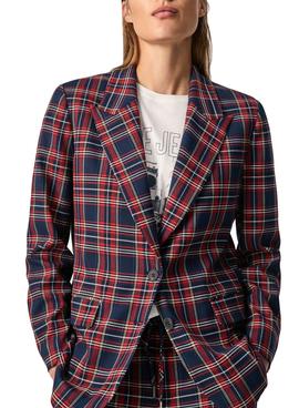 Americana Pepe Jeans Rosen Tartan Rojo para Mujer