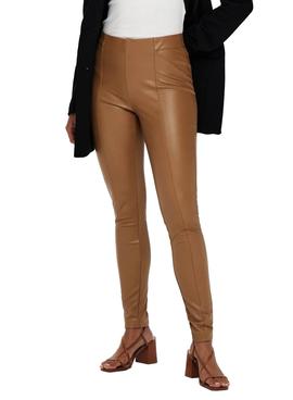 Leggins Only Jessie Faux Leather Marron Para Mujer