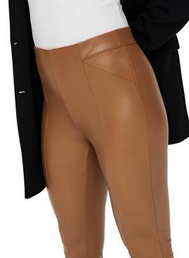 Leggins Only Jessie Faux Leather Marron Para Mujer