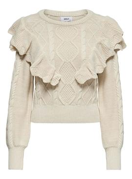 Jersey Only Lisani Life Beige Volantes Para Mujer