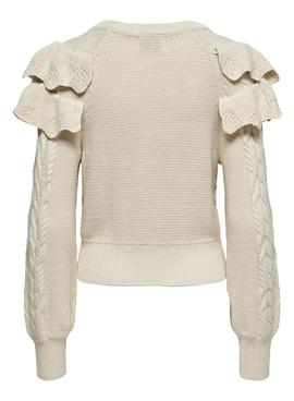 Jersey Only Lisani Life Beige Volantes Para Mujer