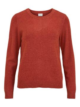 Jersey Vila Viril O-Neck Knit Top Rojo Para Mujer