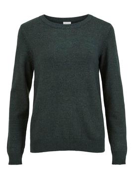 Jersey Vila Viril O-Neck Knit Top Verde Para Mujer