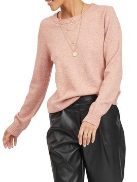 Jersey Vila Viril O-Neck Knit Top Rosa Para Mujer