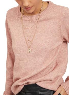 Jersey Vila Viril O-Neck Knit Top Rosa Para Mujer