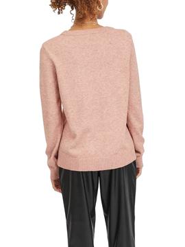 Jersey Vila Viril O-Neck Knit Top Rosa Para Mujer