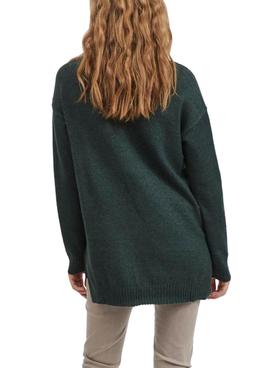 Jersey Vila Ril High Low Knit Top Verde Para Mujer