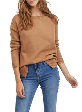 Jersey Vila Ril High Low Knit Top Marron Mujer