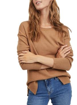 Jersey Vila Ril High Low Knit Top Marron Mujer