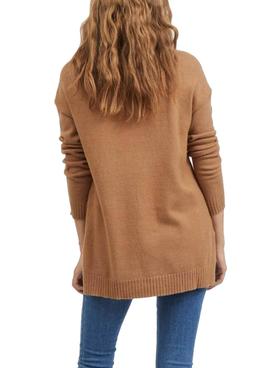 Jersey Vila Ril High Low Knit Top Marron Mujer