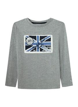 Camiseta Pepe Jeans Alvin M/L Gris Para Niño