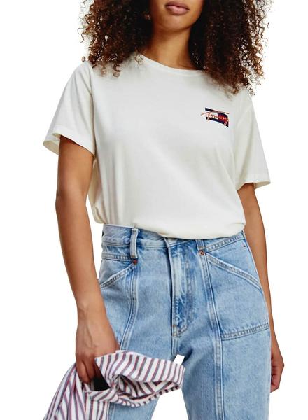 Camiseta Tommy Jeans Relaxed Vintage Blanco Mujer