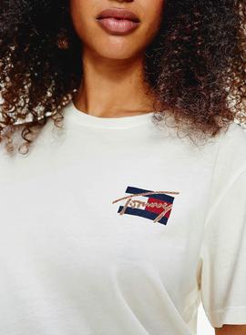 Camiseta Tommy Jeans Relaxed Vintage Blanco Mujer