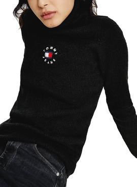 Jersey Tommy Jeans Tiny Cuello Alto Negro Mujer