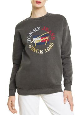Sudadera Tommy Jeans Relaxed Vintage Gris Mujer