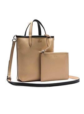 Bolso Lacoste Reversible Negro Beige Para Mujer