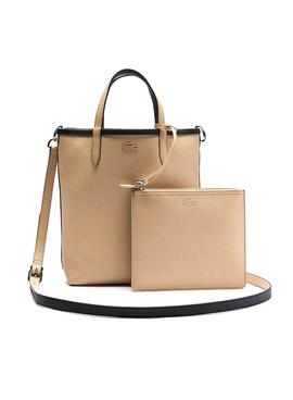 Bolso Lacoste Reversible Negro Beige Para Mujer