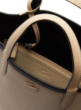 Bolso Lacoste Reversible Negro Beige Para Mujer