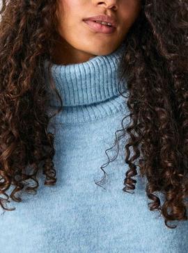 Jersey Pepe Jeans Kim Cuello Vuelto Azul Mujer