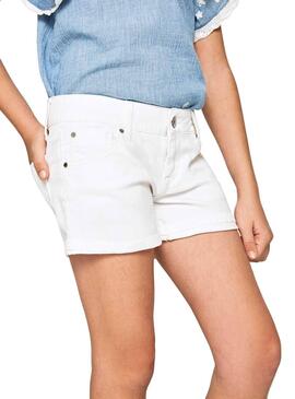 Short Pepe Jeans Foxtail Blanco Para Niñas