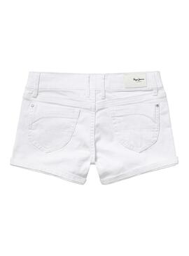 Short Pepe Jeans Foxtail Blanco Para Niñas