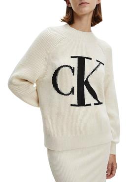 Jersey Calvin Klein Ranglan Beige Para Mujer