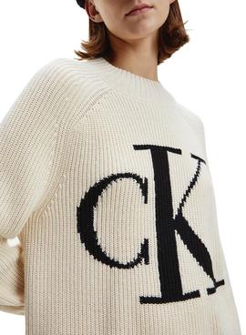 Jersey Calvin Klein Ranglan Beige Para Mujer