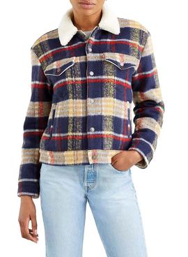 Chaqueta Levis Wool Trucker Plaid Cuadros Mujer