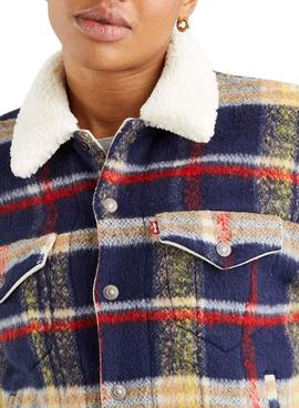 Chaqueta Levis Wool Trucker Plaid Cuadros Mujer