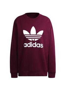 Sudadera Adidas Trefoil Crew Granate Para Mujer