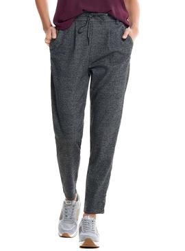 Pantalon Only Poptrash Check Gris Mujer